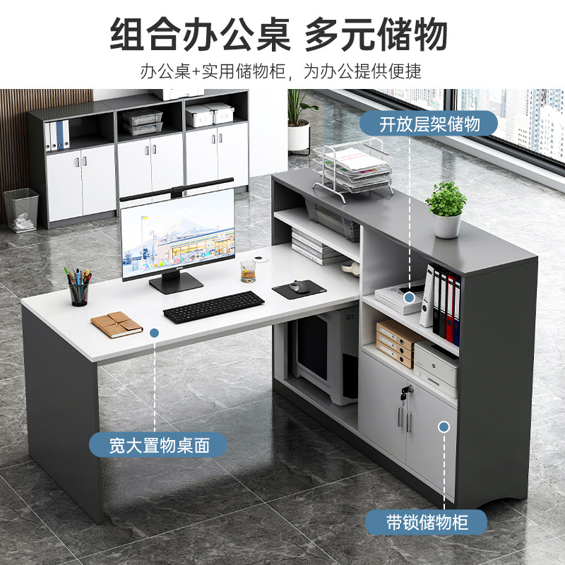 مكتب مكتب طراز KW01 - 2-محطة عمل حديثة فاخرة تتسع لـ 4 أشخاص مع خزانة تخزين ومكتب مجموعة أثاث المكاتب التنفيذية للموظفين